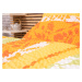 TP Krepové povlečení PREMIUM 140x200+70x90 - Pruhy s květinovým vzorem oranžové