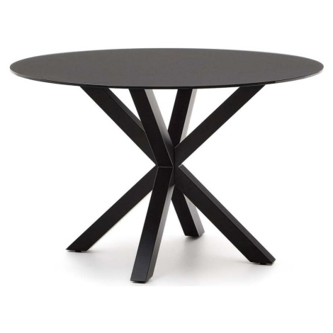 Černý kulatý jídelní stůl se skleněnou deskou ø 120 cm Argo – Kave Home