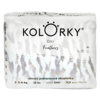 KOLORKY DAY jednorázové eko plenky peří - S (3-6 kg), 25 ks. Pro získání slevy 10% zadejte v koš