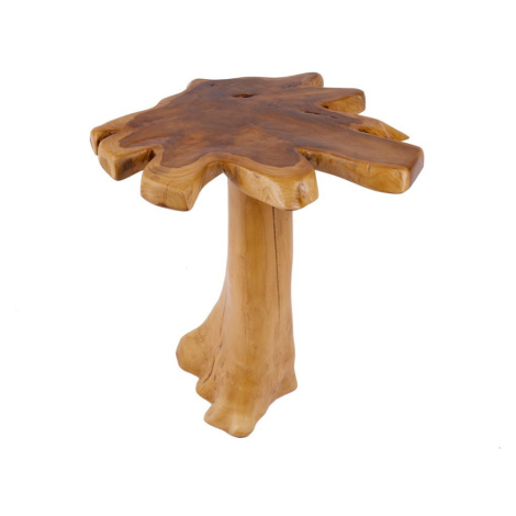 Estila Designový etno hnědý masivní asymetrický příruční stolek Root z teakového dřeva 60 cm