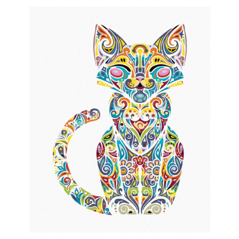 Malování podle čísel - MANDALA KOČKA Rozměr: 80x100 cm, Rámování: vypnuté plátno na rám