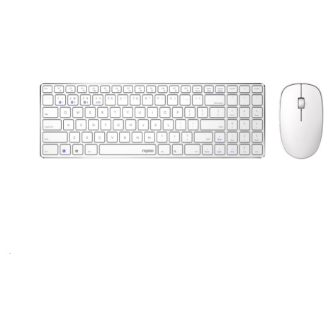 RAPOO set klávesnice a myš 9300M, bezdrátová, Multi-Mode Slim Mouse, Ultra-Slim Keyboard, bílá