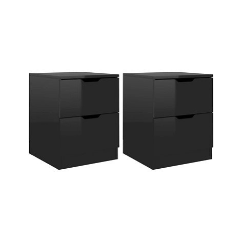 SHUMEE Noční stolky 2 ks černé s vysokým leskem 40 × 40 × 50cm dřevotříska, 326738