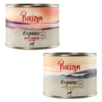 Purizon Organic 6 x 200 g - míchané balení: 3 x kuřecí s husou, 3 x hovězí s kuřecím