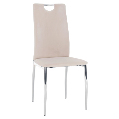 Jídelní židle, béžová Dulux Velvet látka / chrom, OLIVA NEW Tempo Kondela