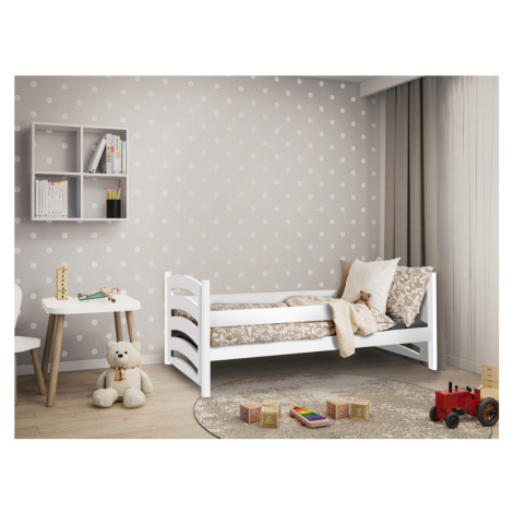 Dětská postel Mela 80 x 160 cm, bílá Rošt: S lamelovým roštem, Matrace: Matrace COCO 10 cm