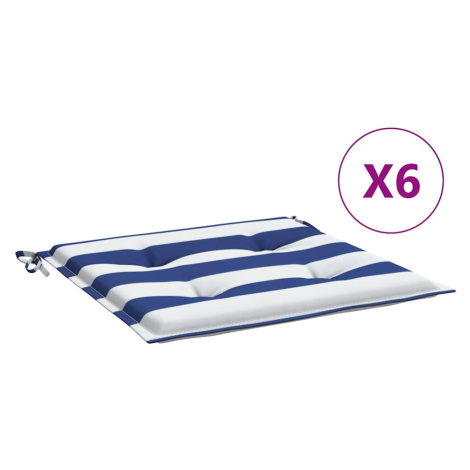 vidaXL Podušky na židli 6 ks modré a bílé pruhy 50x50x3 cm textil