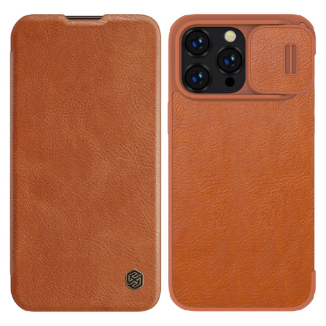 Nillkin Qin Leather Pro Case iPhone 14 Pro pouzdro na fotoaparát pouzdro flip cover hnědé