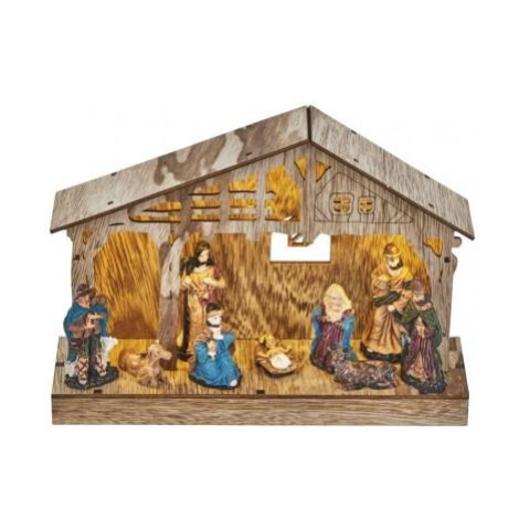 LED vánoční betlém dřevěný, 19 cm, 3x AA, vnitřní, teplá bílá, časovač EMOS