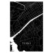 Mapa Turku black, 26.7 × 40 cm