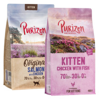 Míchané balení Purizon - bezobilné 2 x 400 g - Kitten: kuřecí s rybou + losos s kuřecím