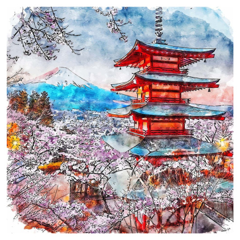 Obraz 30x30 cm Chureito Pagoda – Fedkolor