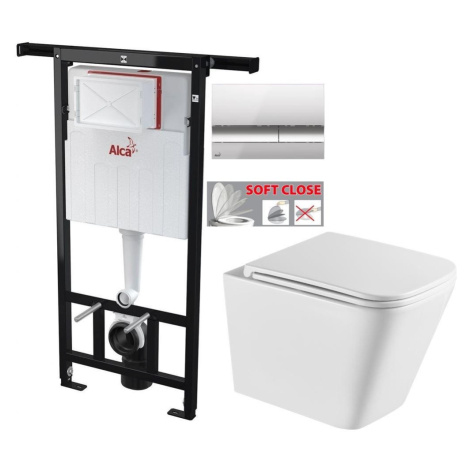 Předstěnový instalační systém s chromovým tlačítkem M1721 + WC INVENA FLORINA /VÍROVÉ SPLACH/ WI Alcaplast