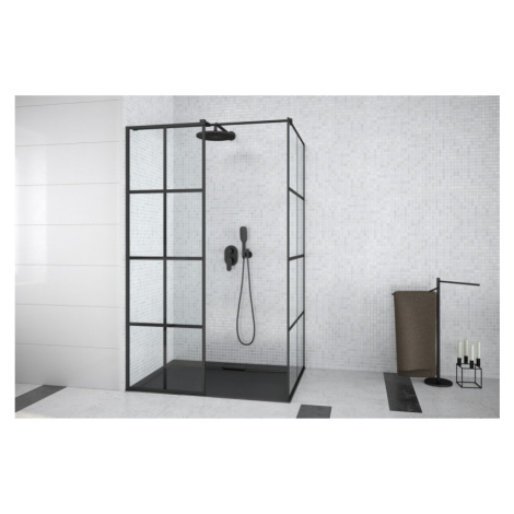 BESCO Walk-in sprchová rohová zástěna EXCEA 120 x 80 cm, černá barva, Čiré sklo