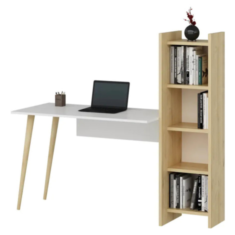 Casarredo Psací stůl s regálem BILPIN - bílá / dub