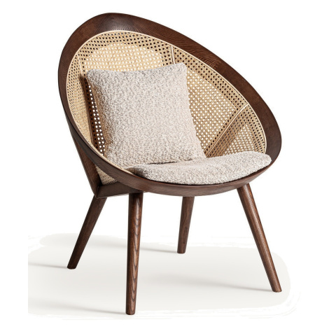 Estila Luxusní art deco geometrické hnědé atypické křeslo Mari s vídeňským ratanovým výpletem a 