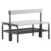 Sypro Oboustranná šatnová lavice s poloviční výškou a opěradlem, hliník, délka 1015 mm, antracit