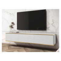 Závěsná TV skříňka Orfeo, 175 cm, bílá struktura/zlatá