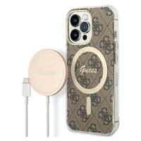 Kryt Guess Case + Charger Set iPhone 13 Pro brown hard case 4G Print MagSafe (GUBPP13LH4EACSW)