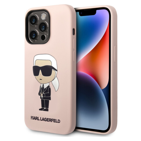 Karl Lagerfeld Liquid Silicone Ikonik NFT kryt iPhone 15 Pro Max růžový