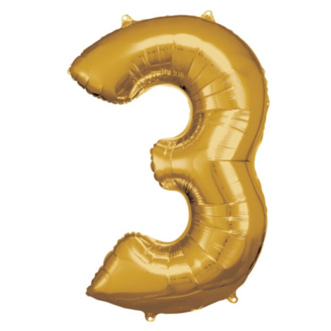 Balónek fóliový číslice 3 zlatá 53 x 88 cm Amscan