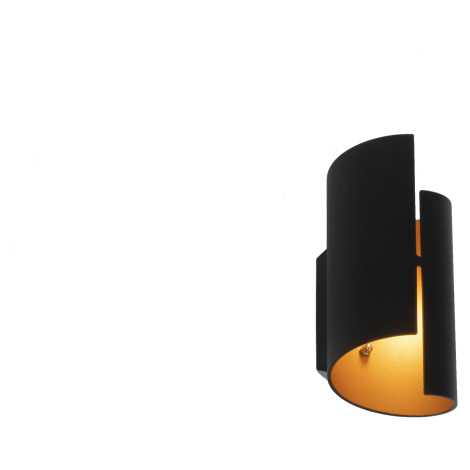 Chytré nástěnné svítidlo černé se zlatým vnitřkem včetně WiFi G9 - Faldo QAZQA