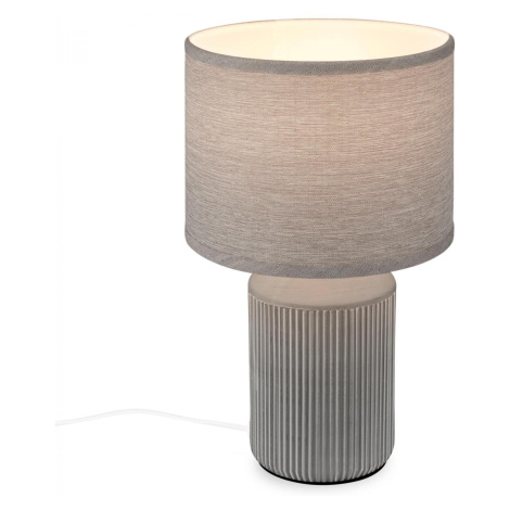 BRILONER Ino stolní lampička, látkové stínidlo, keramický podstavec, 22x37,5 cm (DxH), šedá 7539