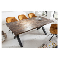 Estila Industriální jídelní stůl Anda z masivního akátového dřeva hnědé barvy 160cm