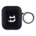 Karl Lagerfeld PU Embossed Choupette Head Pouzdro pro AirPods 1/2 Black