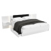 Expedo Manželská postel DOTA + rošt a deska s nočními stolky, 180x200, bílá