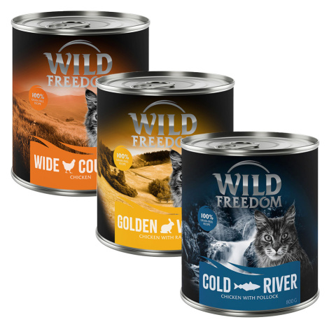 Wild Freedom mix, 6 konzerv - 10 % sleva - Adult míchané balení (2 x kuře, 2 x treska, 2 x králí