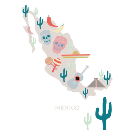 Mapa Mexico Map No 1, Studio Collection, (26.7 x 40 cm)