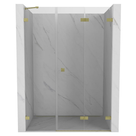 MEXEN/S Lunar-F skládací sprchové dveře pravé 125, transparent, zlatá kartáčovaná 836S-125-050-5