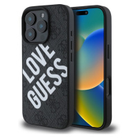 Guess PU Leather 4G Big Love Logo MagSafe kryt iPhone 16 Pro černý