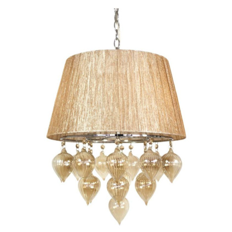 Závěsná lampa Elissa v šedé a béžové barvě na řetízku CANDELLUX