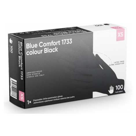 Rukavice nitrilové Blue Comfort 1733 Colour, 100 ks, černé, nepudrované Rozměr: XS