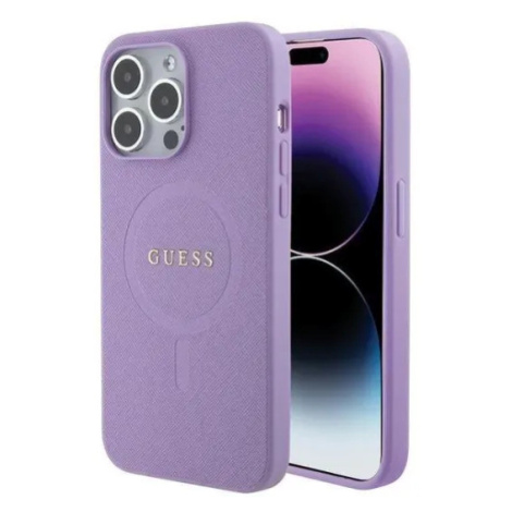 Guess hard silikonový kryt iPhone 15 PRO 6.1" purple Saffiano MagSafe