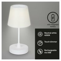 BRILONER LED venkovní stolní lampa s dotykovým vypínačem, pr.30 cm, LED modul, 3 W, 340 Lm, bílé