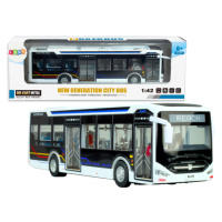 Elektrický městský autobus 1:42 kovový bílý