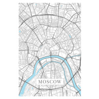 Mapa Moscow white, (26.7 x 40 cm)