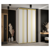 Šatní skříň YVONA 6 - 140/60 cm, bílá / zlatá