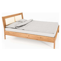 Dvoulůžková postel z dubového dřeva s ratanovým čelem 160x200 cm Pola - The Beds