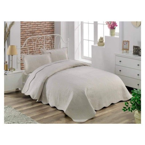 Přehoz bavlněný Deluxe jednobarevný béžový TiaHome - 220x240cm + 2ks 50x70cm