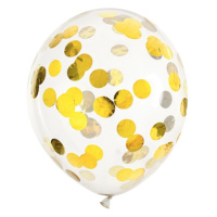 Průhledné balónky s konfetovými kruhy zlaté 30cm
