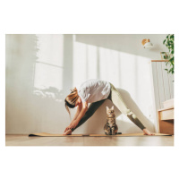 Fotografie Young attractive smiling woman practicing yoga,, Kseniya Ovchinnikova, 40 × 26.7 cm