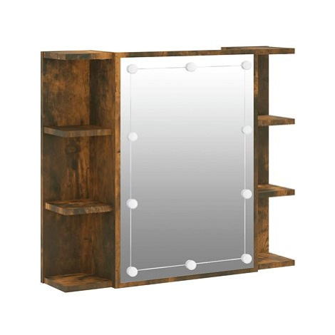 SHUMEE Zrcadlová skříňka s LED, kouřový dub, 70 × 16,5 × 60 cm