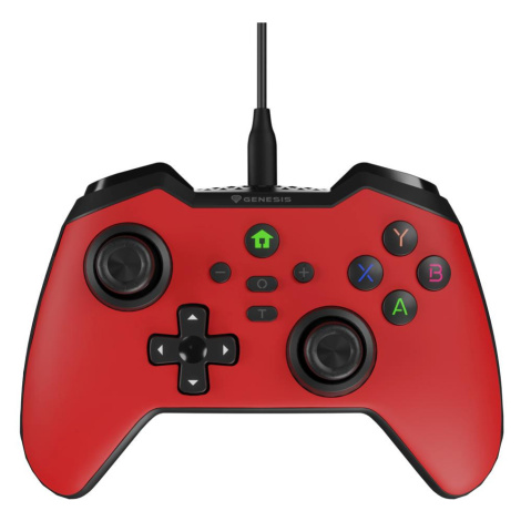 Drátový gamepad Genesis MANGAN 300, pro PC/Switch/Mobil, červený