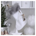 Cotton &amp; Sweets Vánoční punčocha bílá s šedou kožešinou 42x26cm