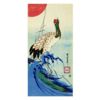 Obrazová reprodukce The Wave, The Crane & The Rising Sun, Utagawa Hiroshige, 20 × 40 cm