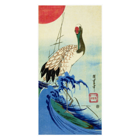 Obrazová reprodukce The Wave, The Crane & The Rising Sun, Utagawa Hiroshige, 20 × 40 cm